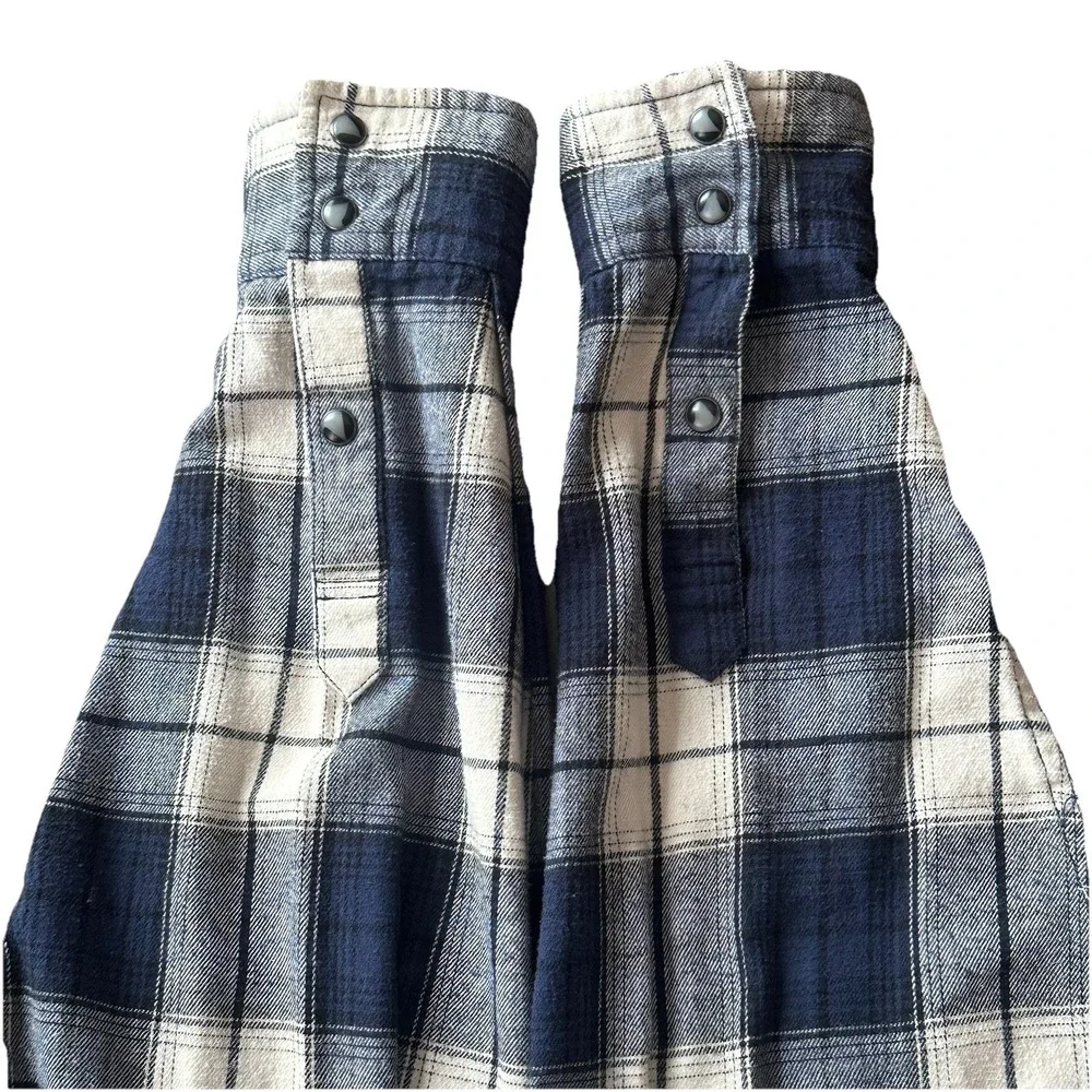 Cody James Blue Ivory Plaid Flannel Western Shirt Pearl Snap Flip Cuff Mens 2XL